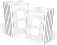 Vista 17 de Cubiertas de toma de corriente de diseño en relieve de pétalo estilo clásico blanco moderno, placas de pared para receptáculo eléctrico dúplex