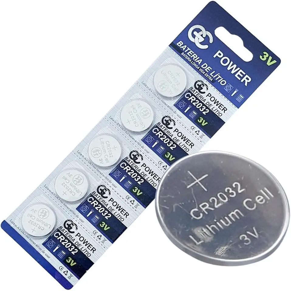 Bateria Moeda CR2032 3V Lithium Pilha CR-2032 - Blister com 5 Peças