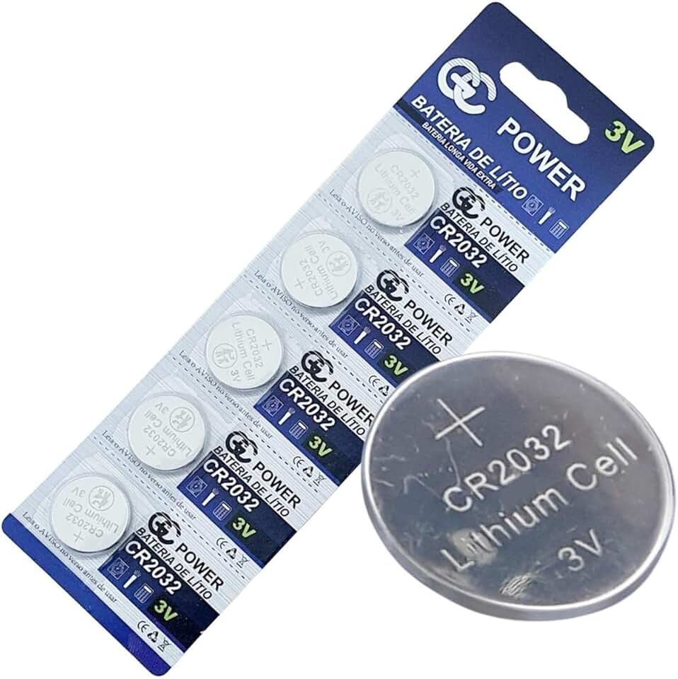 Bateria Moeda CR2032 3V Lithium Pilha CR-2032 - Blister com 5 Peças
