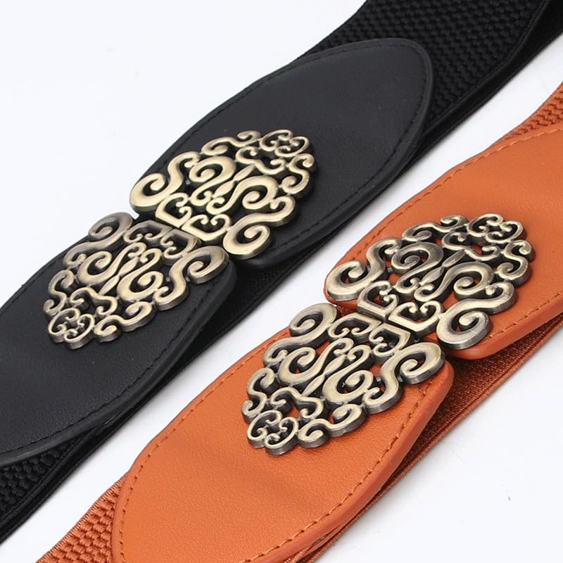 Women's Versatile Belt With Retro Carved Buckle Wide Waist Closure Women's Accessories Decorative Belt3