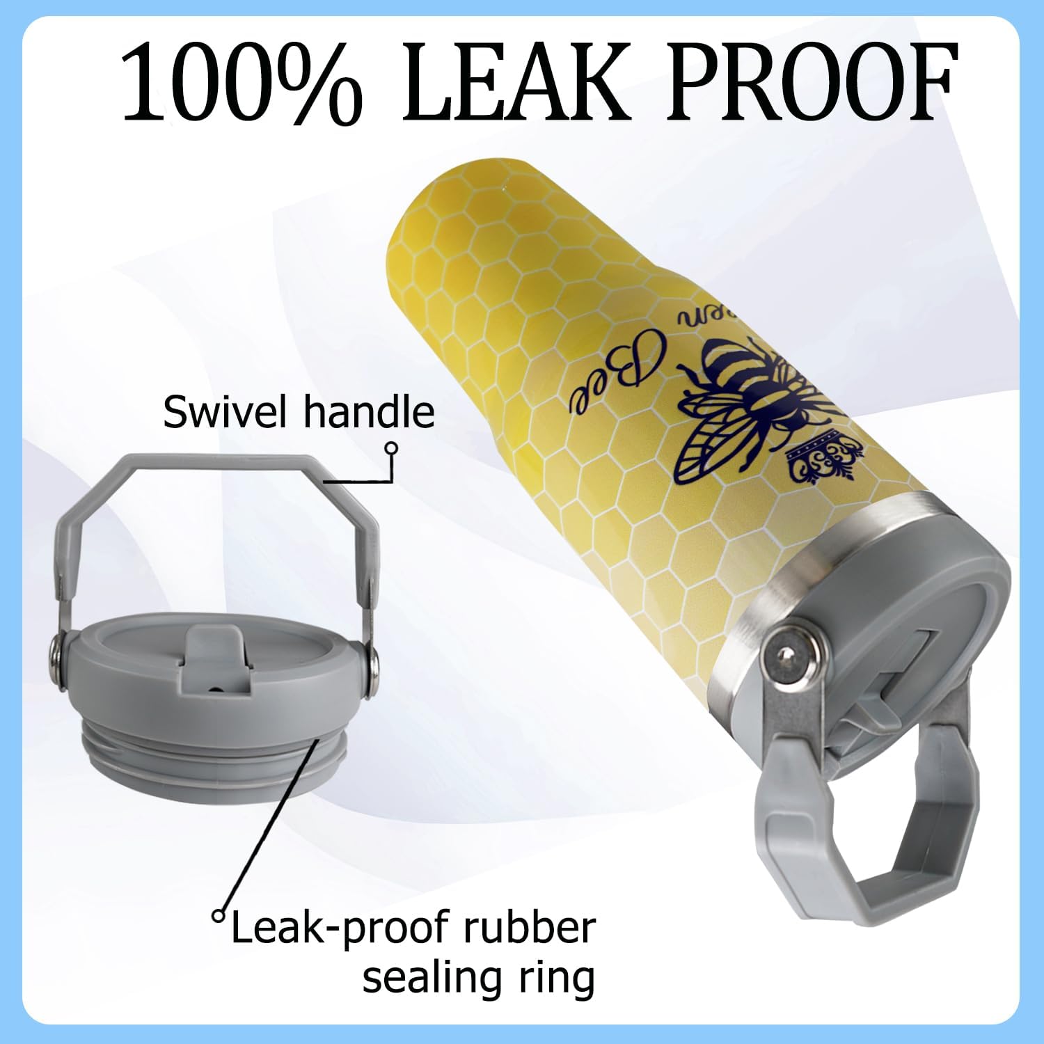 30oz Bee Tumbler With Handle and Straw - Queen Insulated Leak Proof Travel Coffee Mug, Reusable Stainless Steel Tumbler for Bee Gifts for Women, Men - Image 3