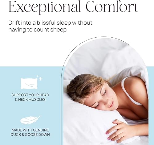 Miniatura 2 de East Coast Bedding Almohada estándar Pure Dream Firm, almohada de hotel de apoyo medio, tamaño estándar de 20 x 26 pulgadas, almohadas de plumas de