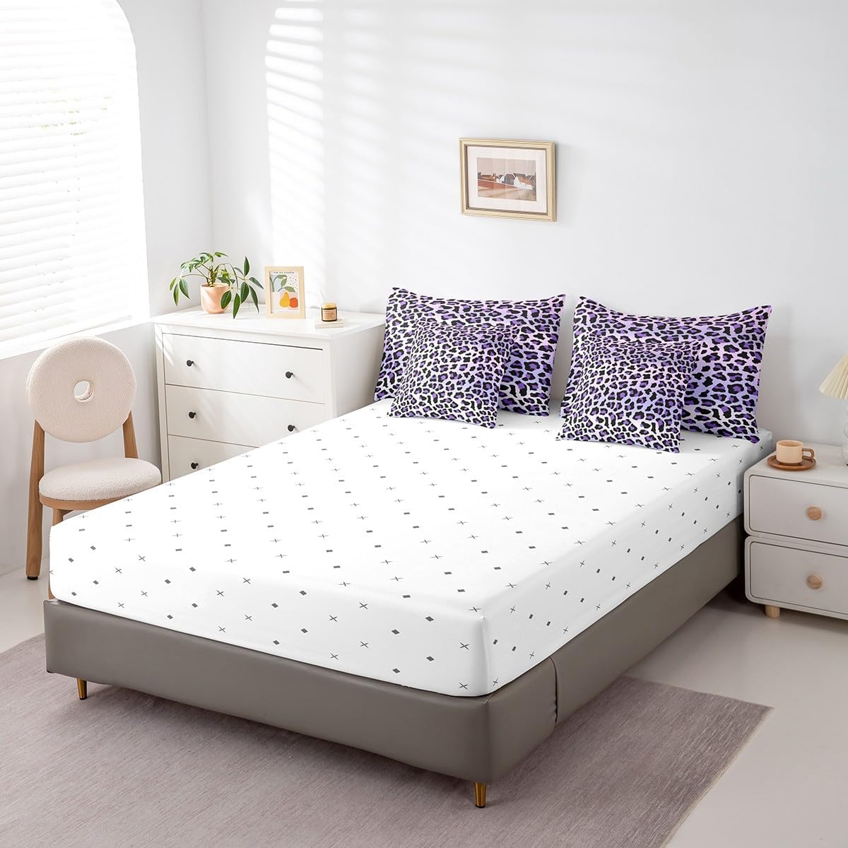 Feelyou Purple Leopard Bedding Set for All Season Full Size image 5