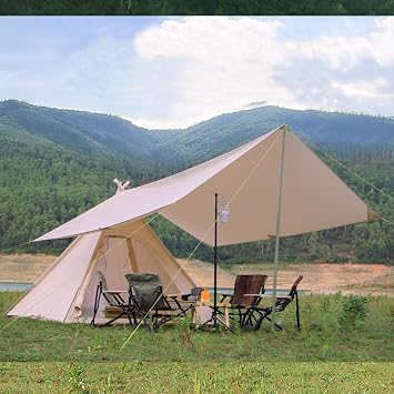 Waterproof Cotton Canvas Teepee Tent with Stove Hole for 2-3 Persons