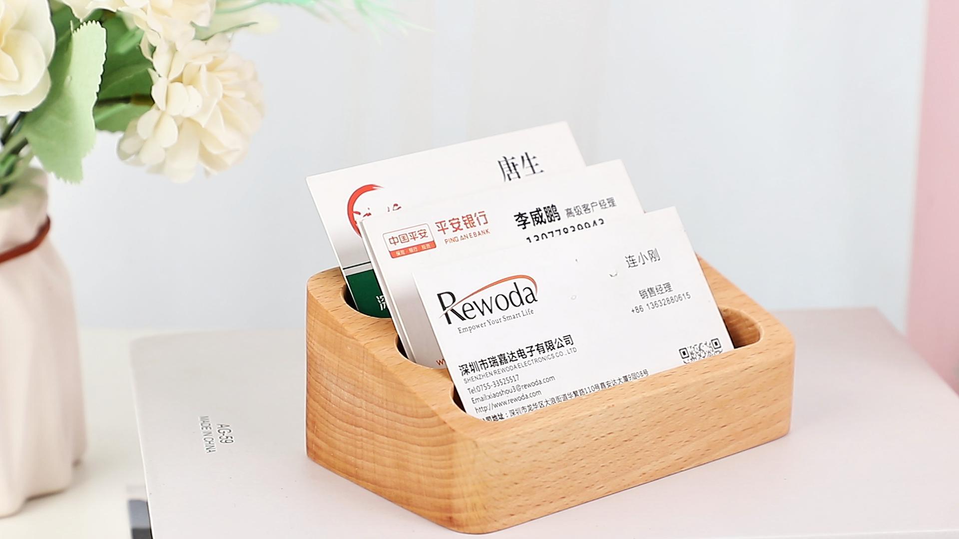 Portabiglietti Da Visita In Legno Faggio 3 Livelli - Espositore Da Tavolo Per Ufficio, Fiere E Eventi - Foto 13