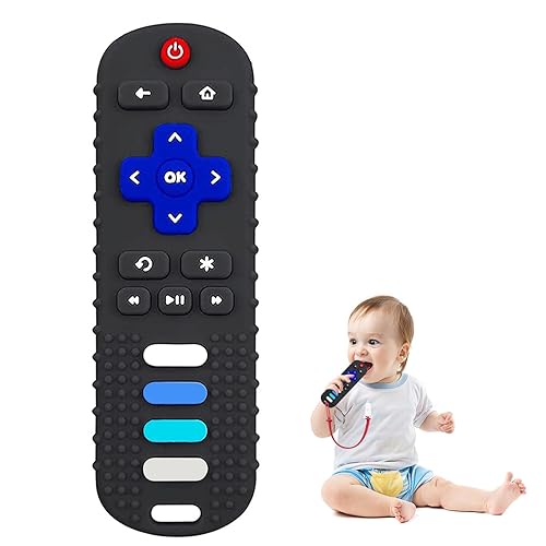 Baby Teething Toys, Food Grade Silicone Remote Control Teether for Babies 3 6 12 18 Months, TV Remote Shaped Chewing Toys for Boys and Girls,