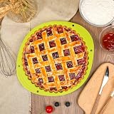 webake Forma do pieczenia ciast, silikonowa puszka do quiche, 24 cm, okrągła, karbowana blacha do pieczenia, foremka do ciasta, chleba, ciasta, naleśników, pizzy, zielona
