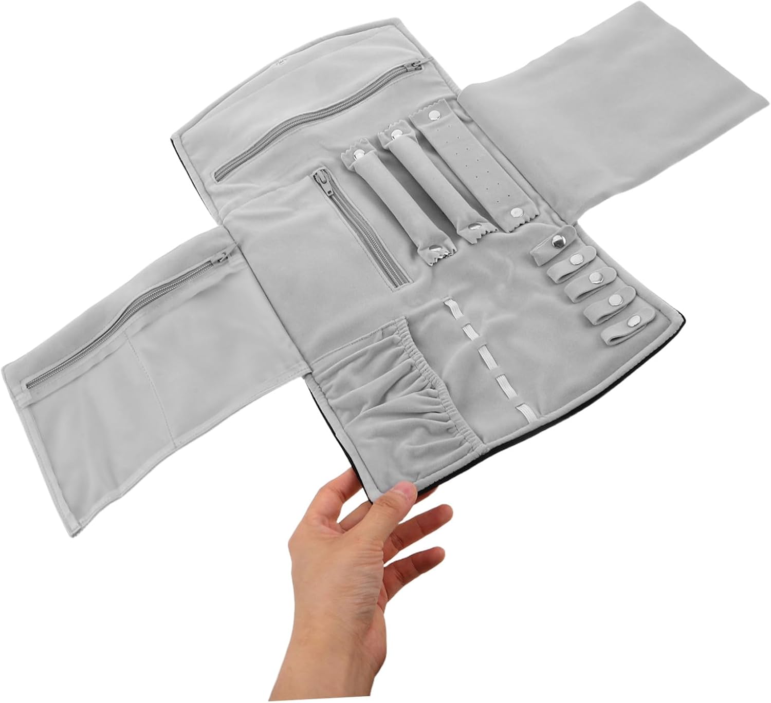 Didiseaon Velvet Jewelry Roll Travel Case with Multiple Compartments image 4