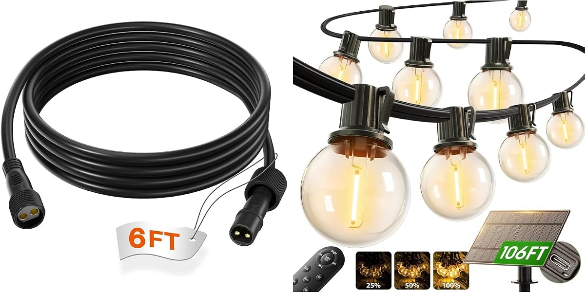 addlon 100FT Solar String Lights G40 with 6FT Extension Cord