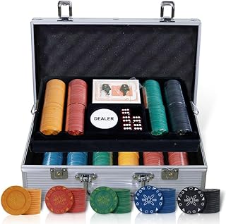 CCLIFE Pokerset Profi 300 500 PCS Pokerspiel inkl. Pokerkoffer Pokerdecks Dealer Button Poker Set Pokerchips Tischauflage Spielmatte
