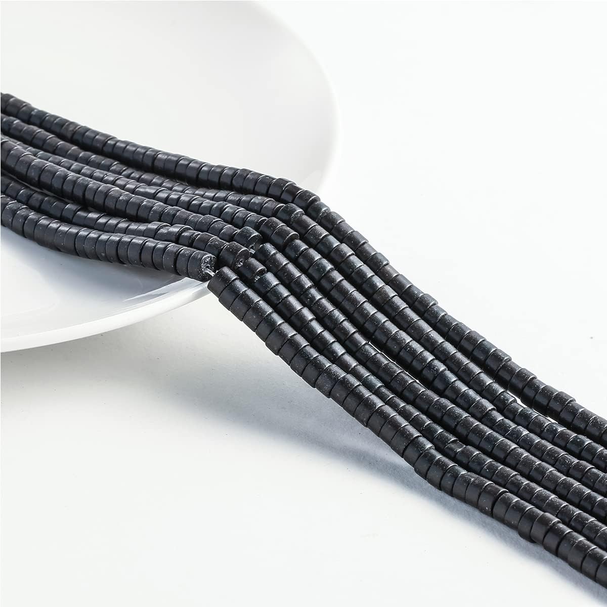 Natural Black Agate Stone Spacer Beads 6x3mm 38cm/str Flat Round Loose Semi Gemstone Caps for Making Bracelets Necklace - Image 4