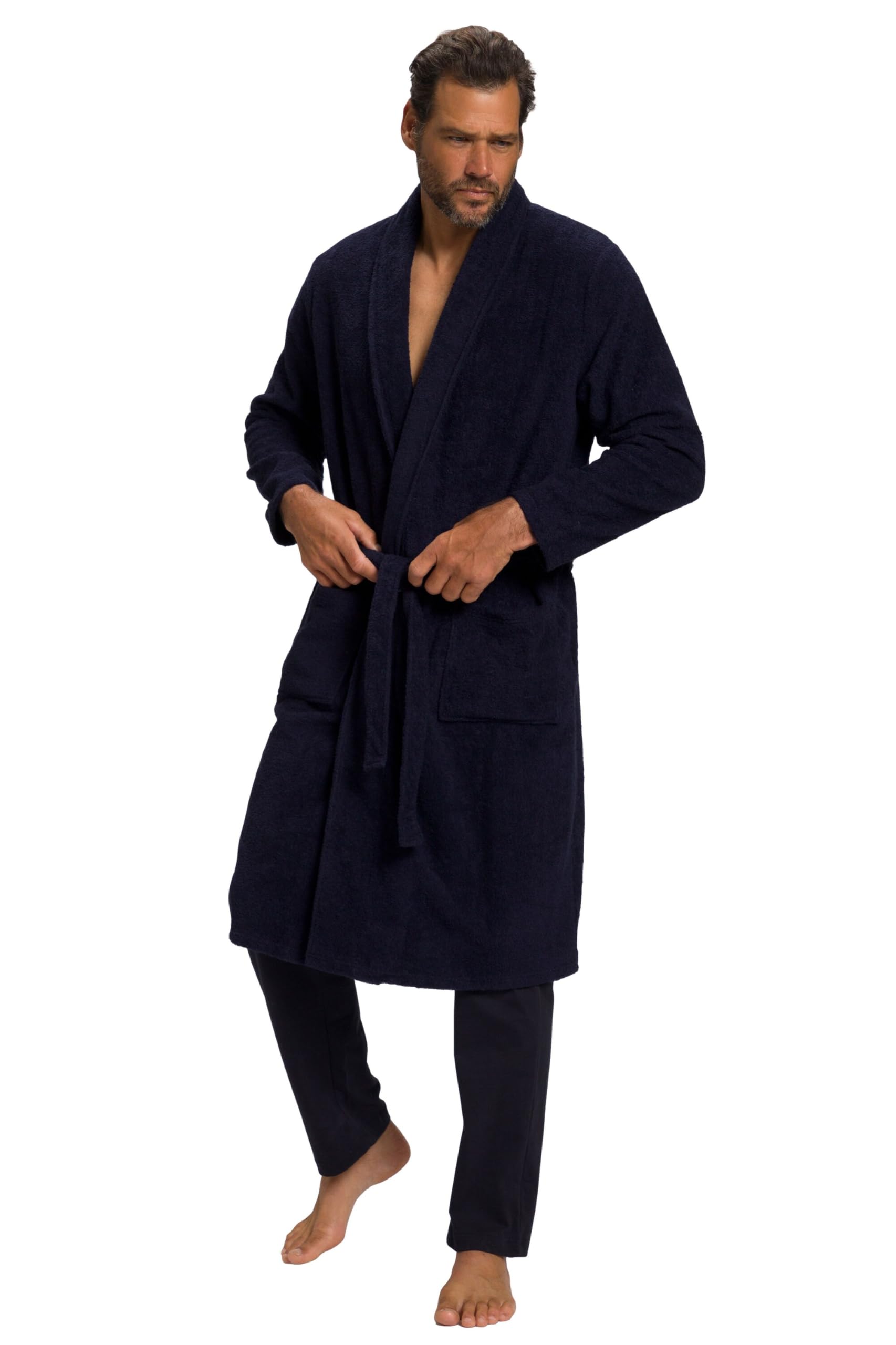 JP 1880 Heren grote maten grote maten Menswear L-8XL badjas, homewear, sjaalkraag, badstof, tot 8XL 702388, zwart, 5XL : JP 1880