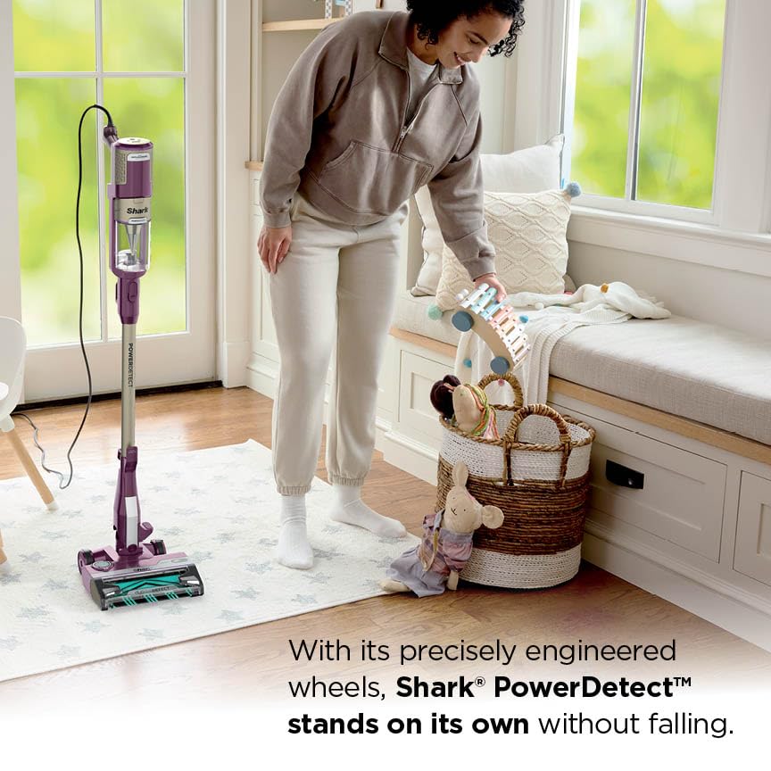 Image of Shark POWERDETECT Ultra-Light Corded Stick Vacuum with DuoClean Technology, Self-Cleaning Brushroll for No Hair Wrap, Anti-Allergen Complete Seal, and Odor Neutralizer Technology, Purple, HZ4001AMZ