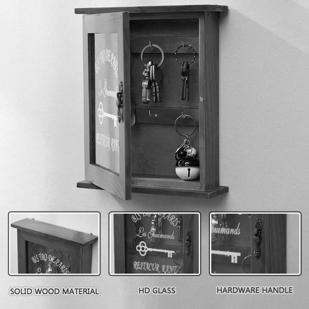 Schlüsselschränke, for Zuhause Vintage Art Deco Schlüsselschrank, Wandmontage, transparente Visualisierung, Schlüsselverwaltung, Wanddekoration(Brown)