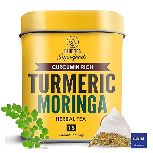 Miniatura 3 de BLUE TEA Té de cardamomo de cúrcuma + té de moringa de cúrcuma || Paquete combinado || 18 bolsitas de té ecológicas en forma de pirámide - Vegano -