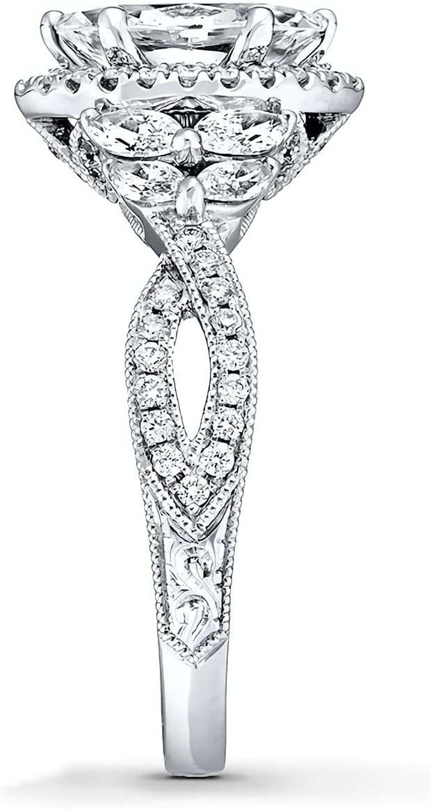 YDD Engagement Rings for Women 1 Carat Center Marquise Cut Moissanite Engagement Ring 10K 14K 18K White/Rose Gold Engagement Ring Anniversary Promise Rings Free Engraving