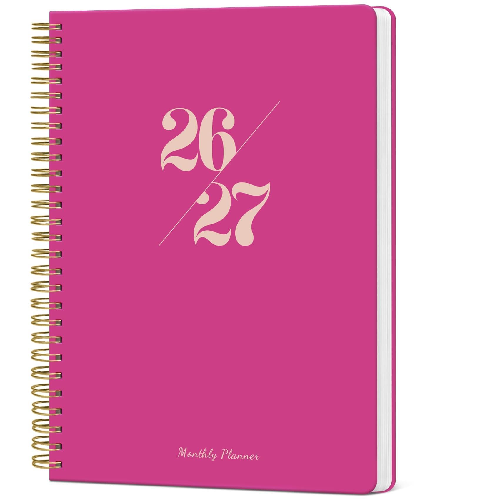 Monatsplaner 2026-2027, 2 Jahre Monate Kalender Planer 2026-2027, läuft von Januar 2026 bis Dezember 2027, 17,8 x 25,4 cm, 24 Monate, perfekt für Schule, Büro, Heimplanung, Fuchsia, Rosa
