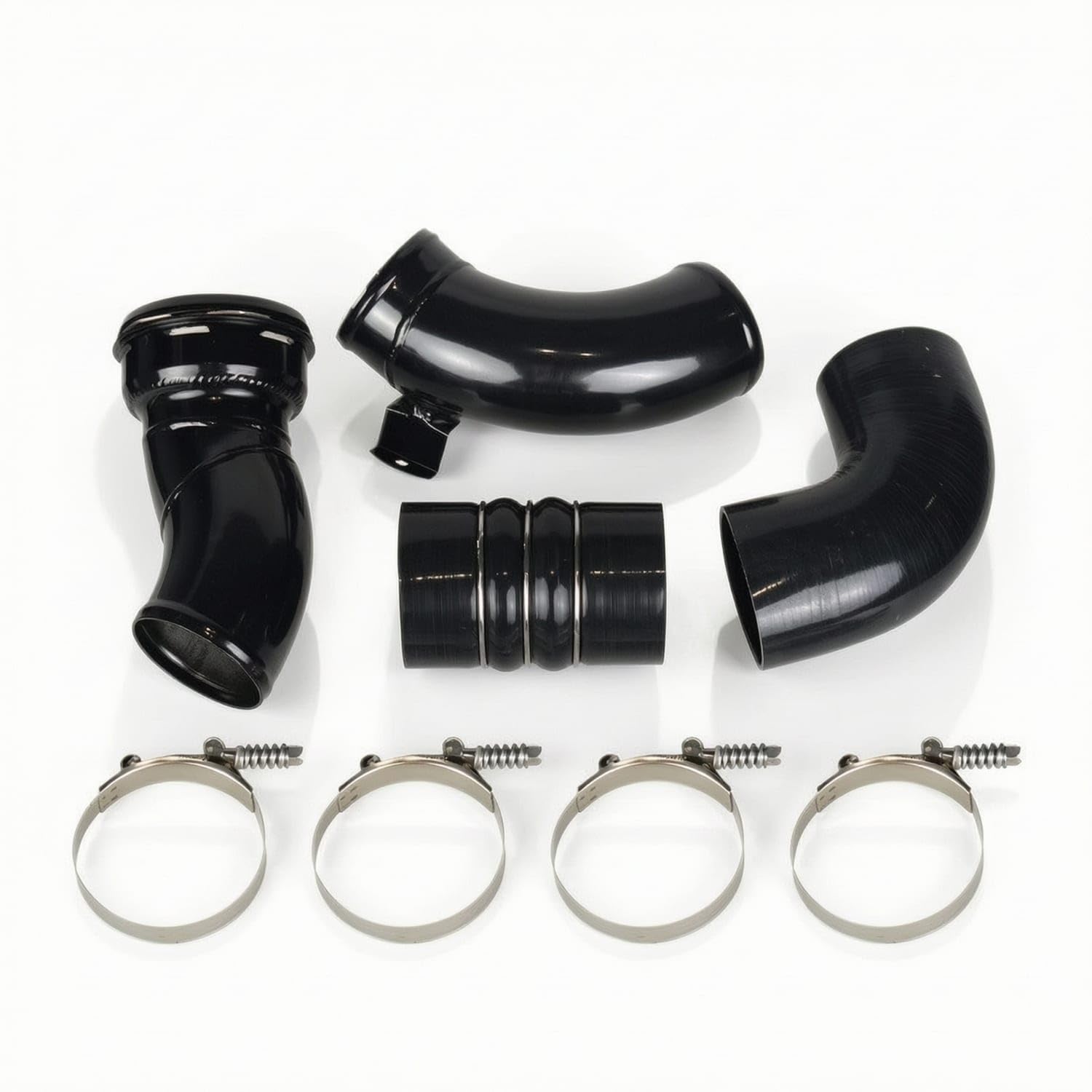 Glossy Black Intercooler Pipe Kit Silicone Aluminum | Compatibility Long-Lasting Construction Complete Package Sleek Aesthetics Optimized Aluminum Black-image-40