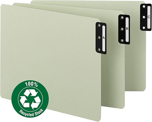 Miniatura 2 de Smead 61676 - Guías de archivos 100% recicladas, pestañas metálicas verticales (A-Z), tamaño carta extra ancha, grisverde, juego de 25 unidades