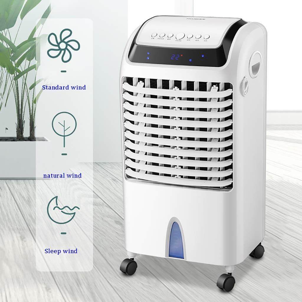 Household Mobile Portable Air Cooler Cold Hot Air Conditioner 3 Wind Speed 3 Wind Class Code Timing 5L Water Tank Visible Screen 4 in 1 Cooling Fan White