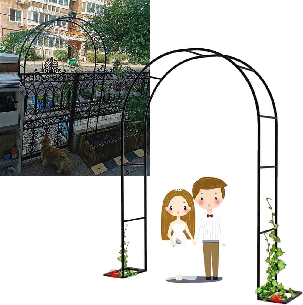 Black Steel Garden Arbor Wedding Arch Metal Arbour Pergola Tubular Frame Trellis Archway for Climbing Plant Roses Vines 180Cm 140Cm Wide,White,W3.5M*H2.2M
