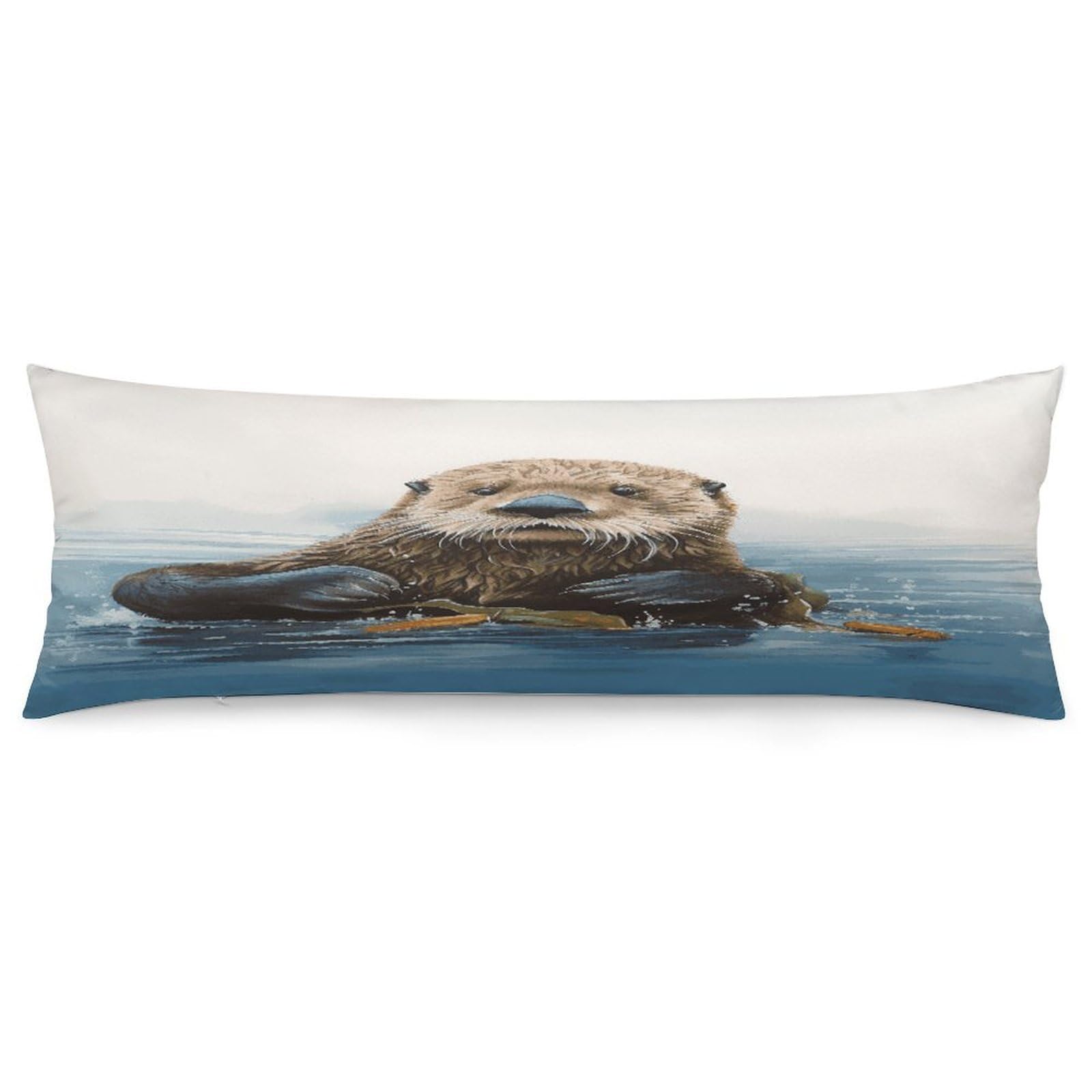 Sea Otter Pillowcase Decorative Long Body Pillow Case Soft Breathable Body Pillow Cover Modern Large Pillowcase Cute Body Pillow Pillowcases for Bedroom Couch 18.9 X 53 Inch