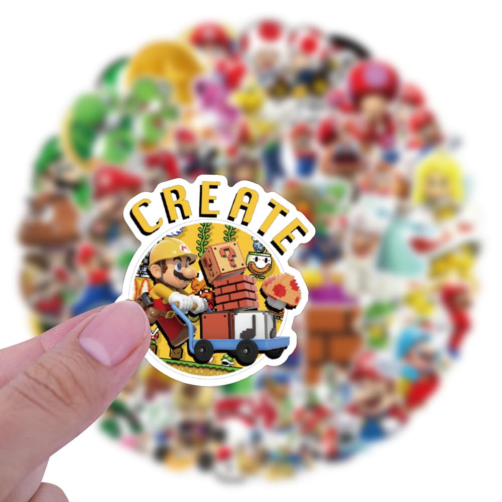 CAREOR 100Pcs Cartoon Marrio Stickers - Image 4
