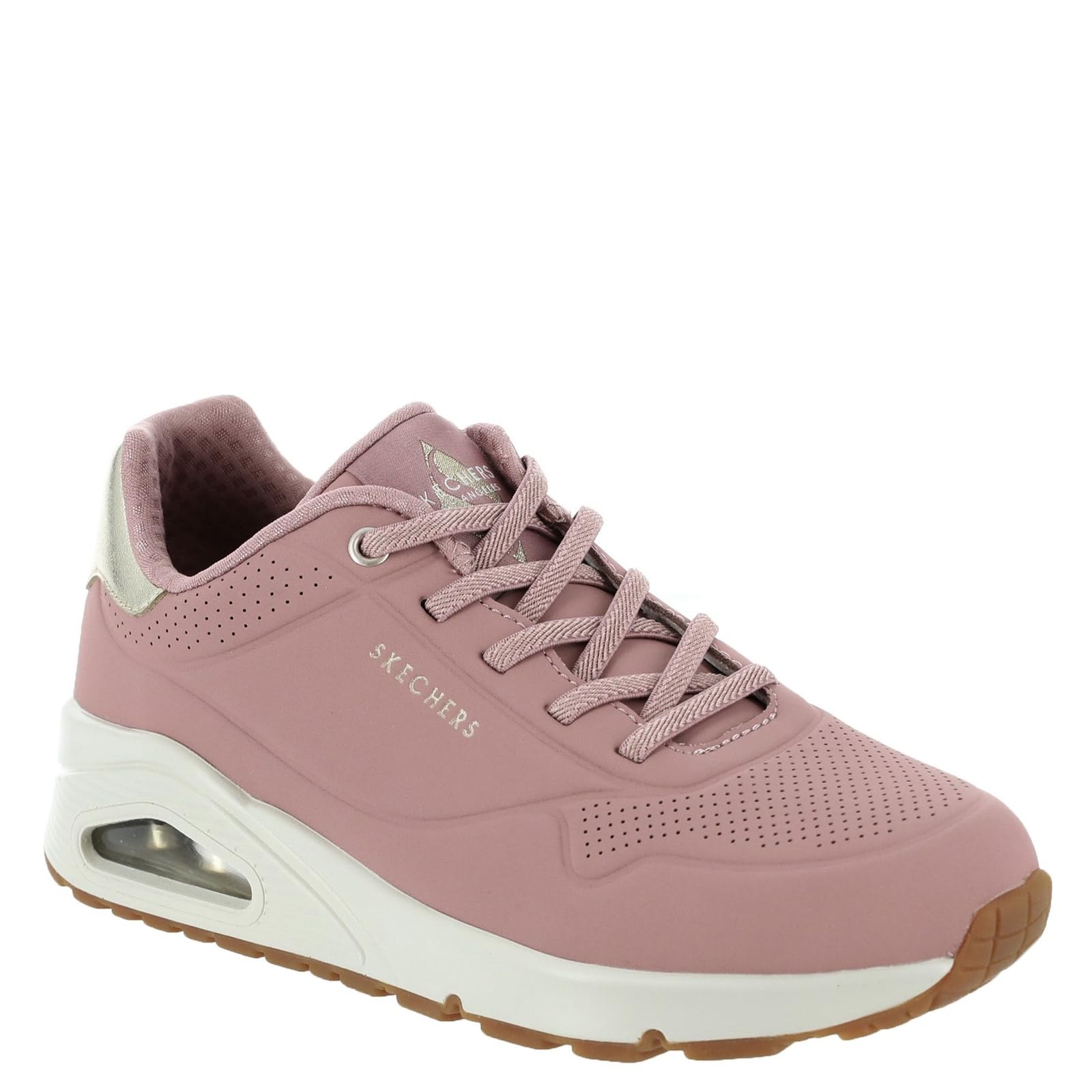 Skechers Uno Shimmer AwaySneaker Donna, Rosa Durabuck Oro Rosa Duraleather Mesh Tr, 37 EU