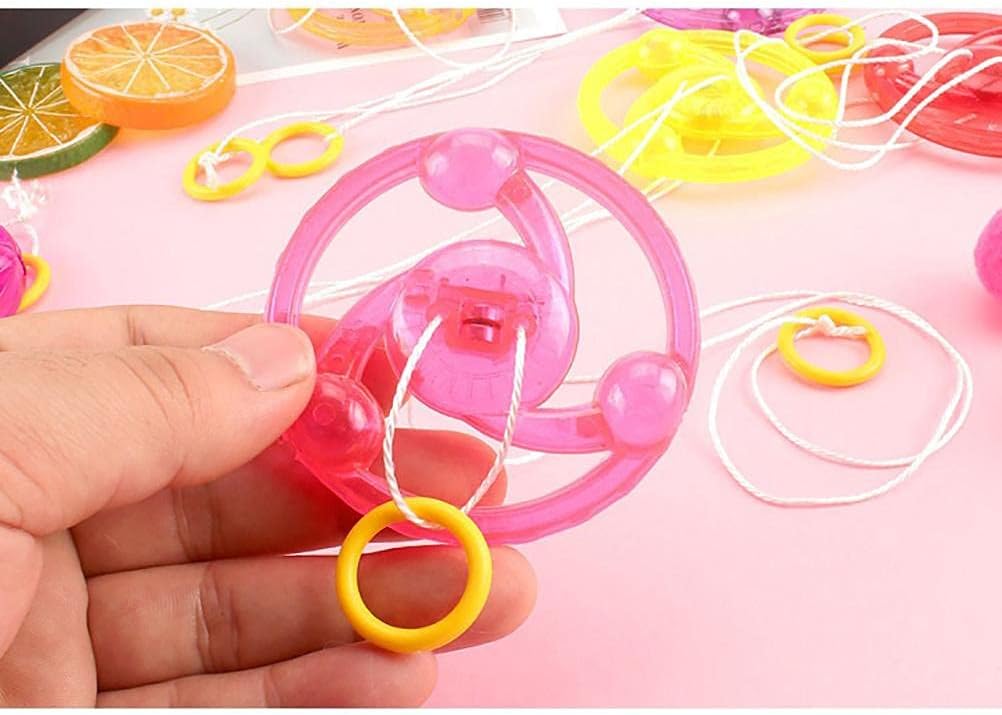 Vikye Flashing Gyro Toy, 10 Pcs Illuminated Spinning Top with Whistle Sound, Flywheel Decompression Toy with Colorful LED Light Activated by a String (Assorted Color)