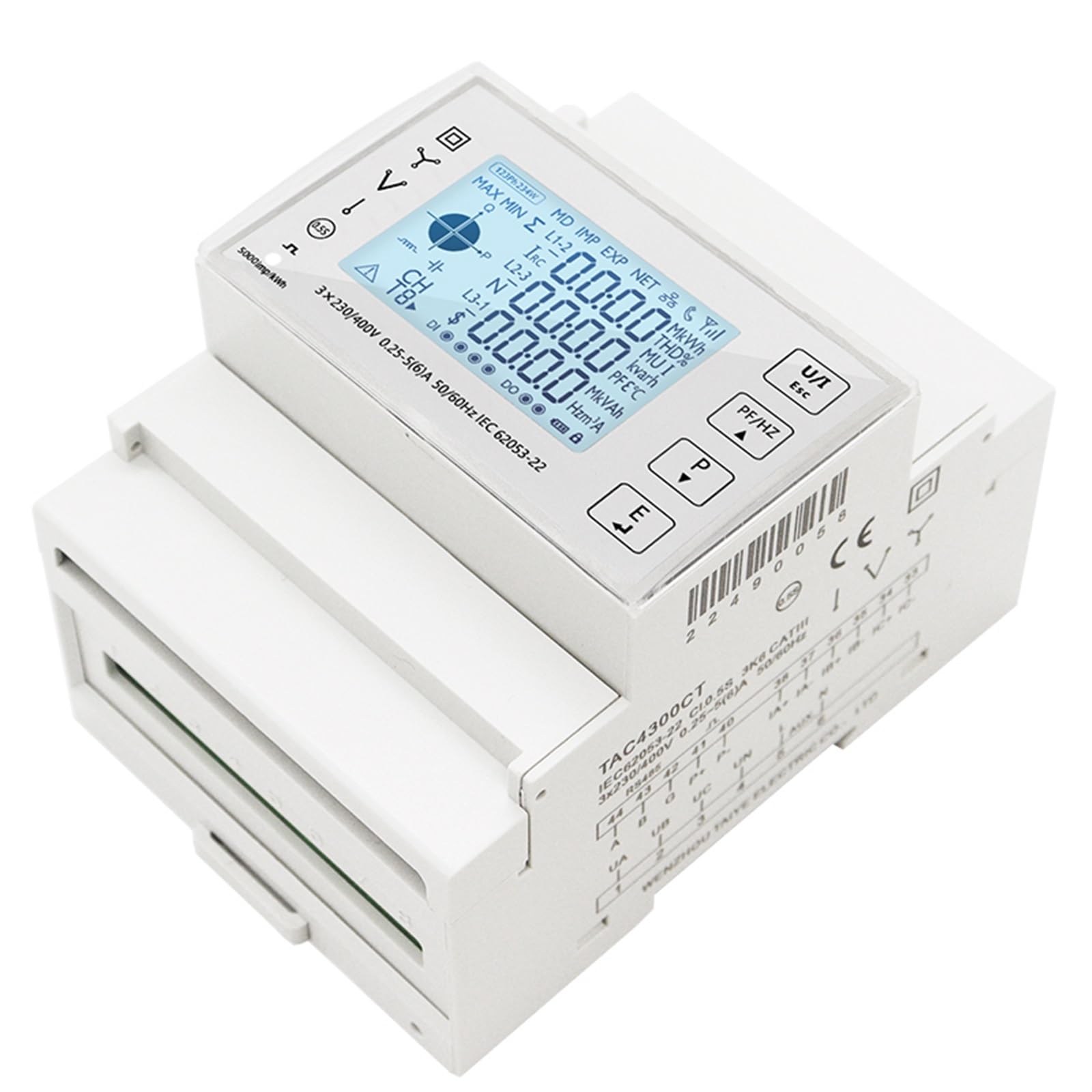 Szyna DIN 3-fazowy miernik zużycia energii miernik mocy Kwh amperomierz z 3 szt. RS485 Modbus 50/100/15/200CT 230VAC 1 szt. (kolor: miernik 3 szt. 200 A CT)