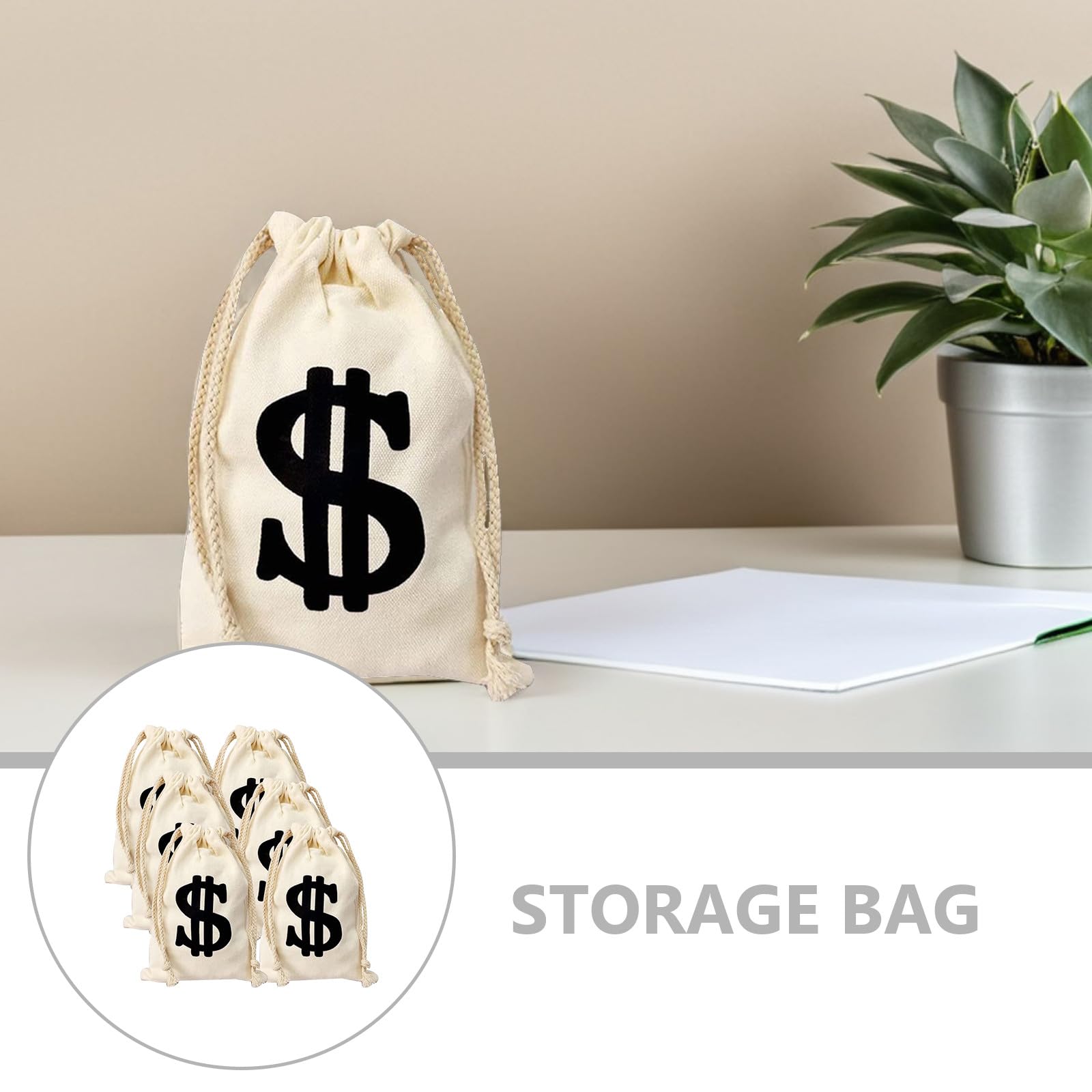 Set De 6 Bolsas De Dinero Reutilizables De 17 X 25 Cm – Poliéster Resistente, Diseño De Dólares, Ideales Para Regalos Y Pequeños Negocios