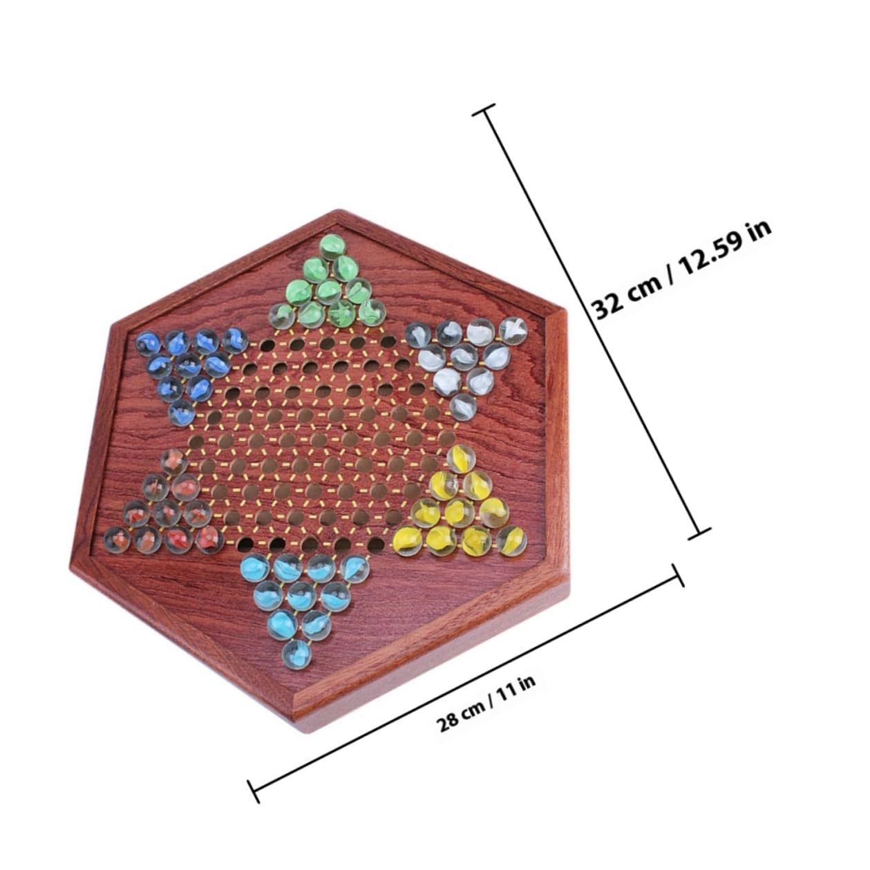 Gatuida Jeu de Dames Chinoises en Bois Hexagonal avec Tiroir, Billes de Verre, Jeu de Société Famille pour Garçon et Filles et Adultes