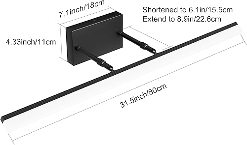 Miniatura 7 de Aipsun Lámpara de tocador negra moderna de 31.5 pulgadas, accesorios de iluminación de baño ajustables sobre espejo giratorio 5500K