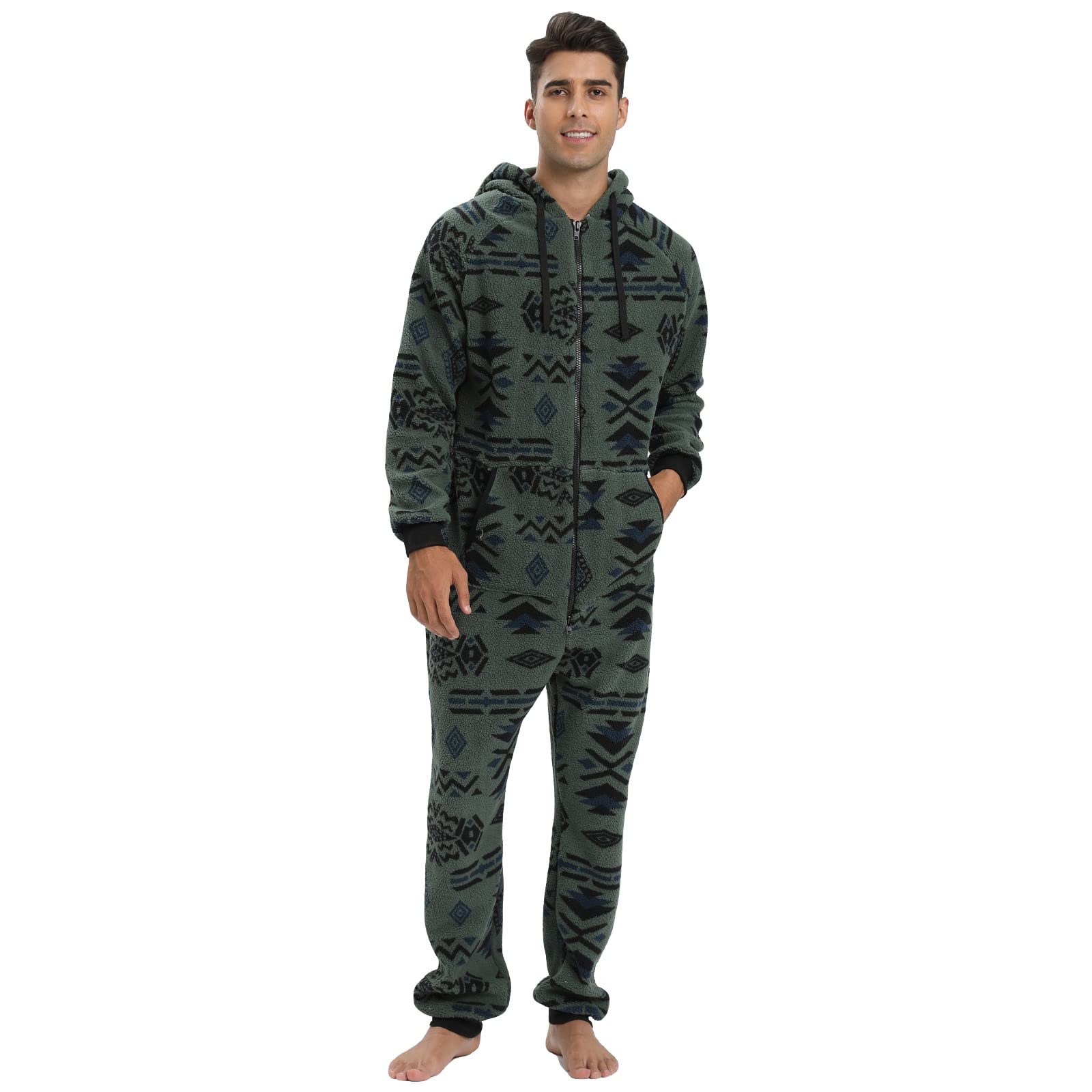 Botcamvintage Fleece Overalls For Men Pyjamas Mens Long Fashion