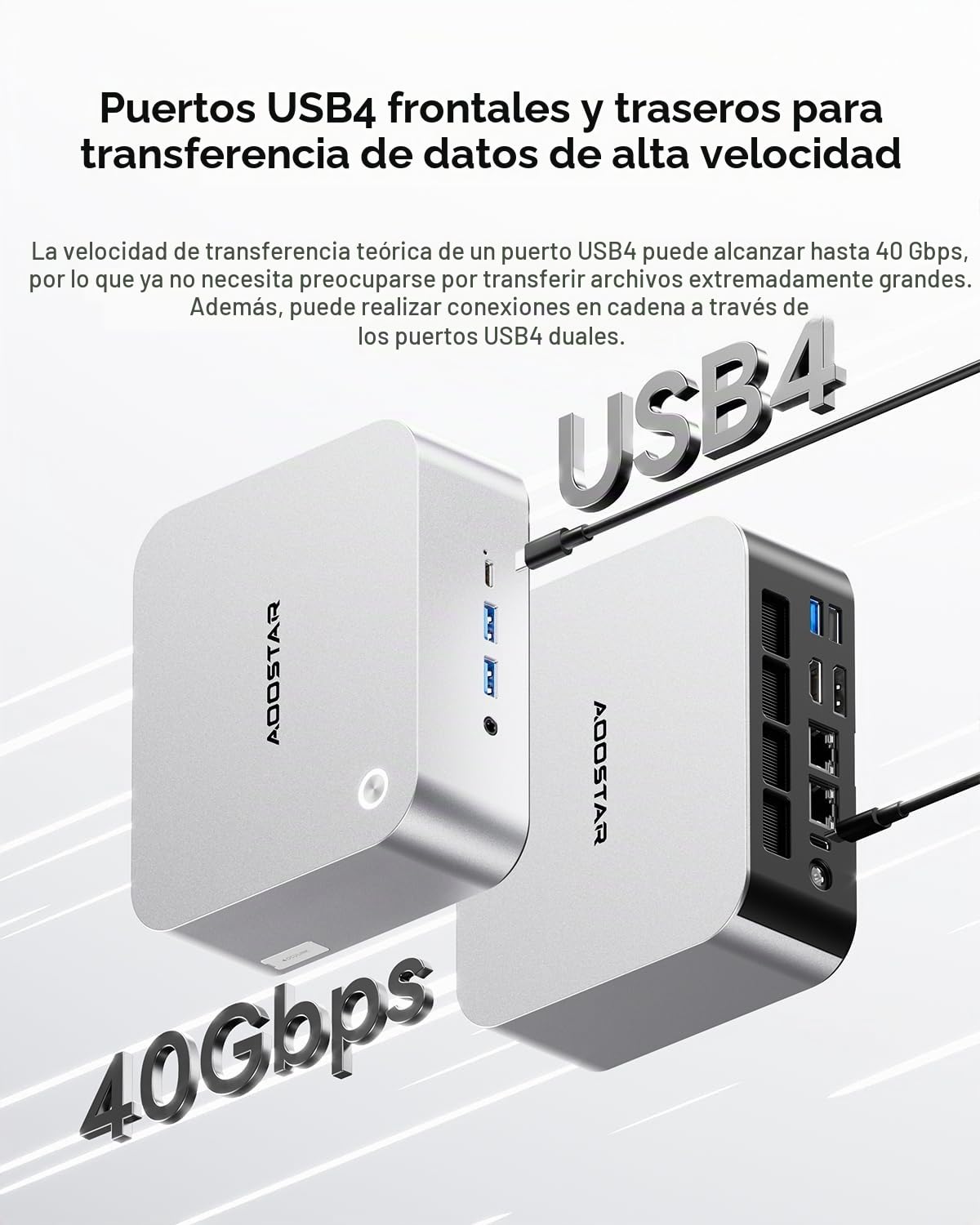 AOOSTAR MACO Mini PC Ryzen 7 H255(hasta 4,9GHz) Mini Ordenador Barebone Sin RAM Sin M.2 PCIe4.0 SSD, Micro PC para Juegos OCuLink/2xUSB4.0/2x2,5G LAN/4-Pantalla 4K/Desbloqueo por Huella Dactilar