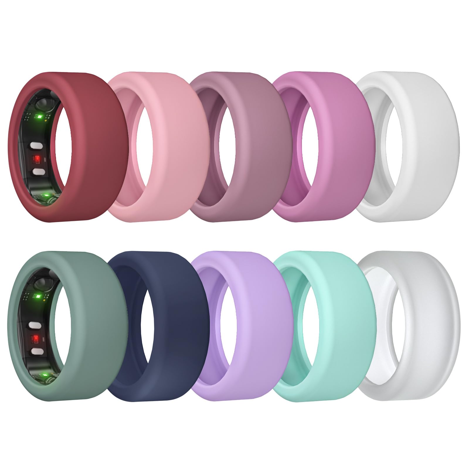 10 Pack Ring Cover for RingConn Gen 3/ Gen 2, Elastic Silicone Ring Protector for RingConn Gen 2 Air Working Out Accessories Men Women (All 10 Colors-1, L (12/13/14))