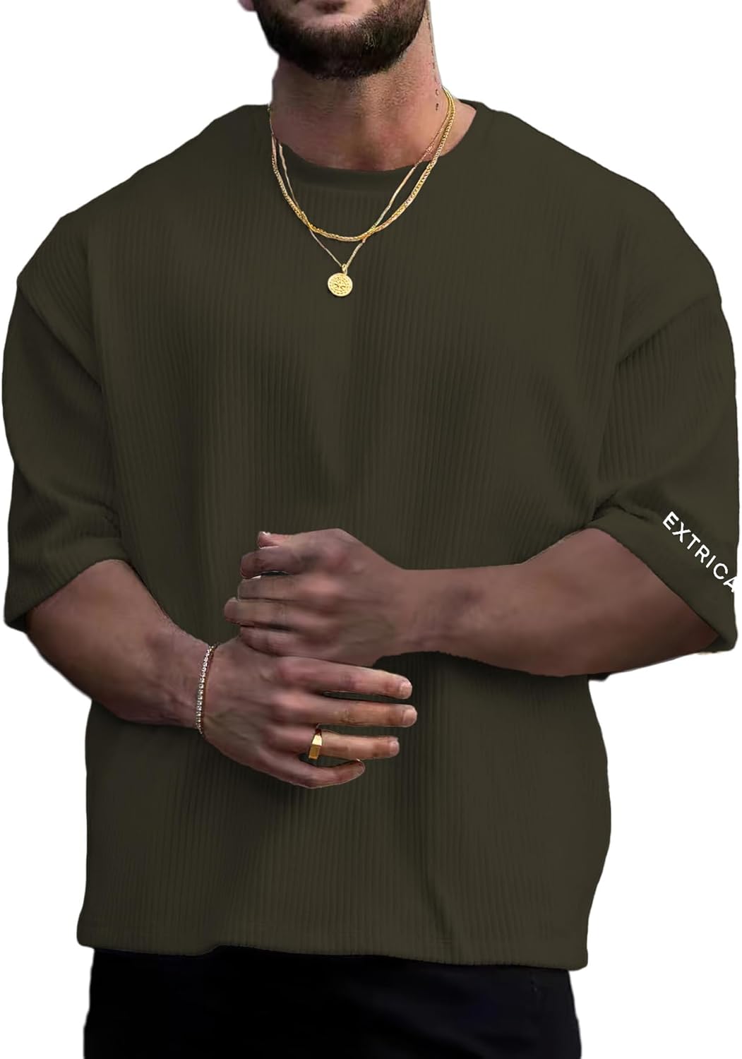 Verdusa Oversized Tshirts for Men Drop Shoulder Summer Baggy Shirts Cropped Tops Fashion Streetwear T Shirts