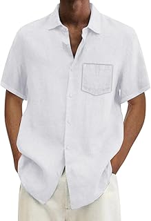 Short Sleeved Shirts for Men Formal Shirts Tee Tops for Men Button Up Casual Shirts Blouses for Men Cotton Linen Long/Short/Sleeveless Sleeve Tee Shirts for Men Summer Regular Fit Shirts Summer A