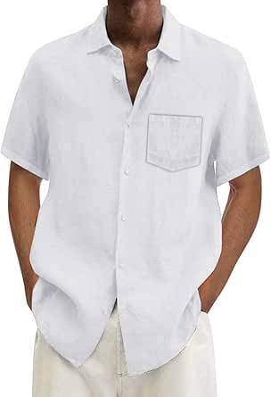 Camicia Uomo In Misto Lino E Cotone: Leggera Ed Elegante Per L'Estate! (Beige, Taglia L)