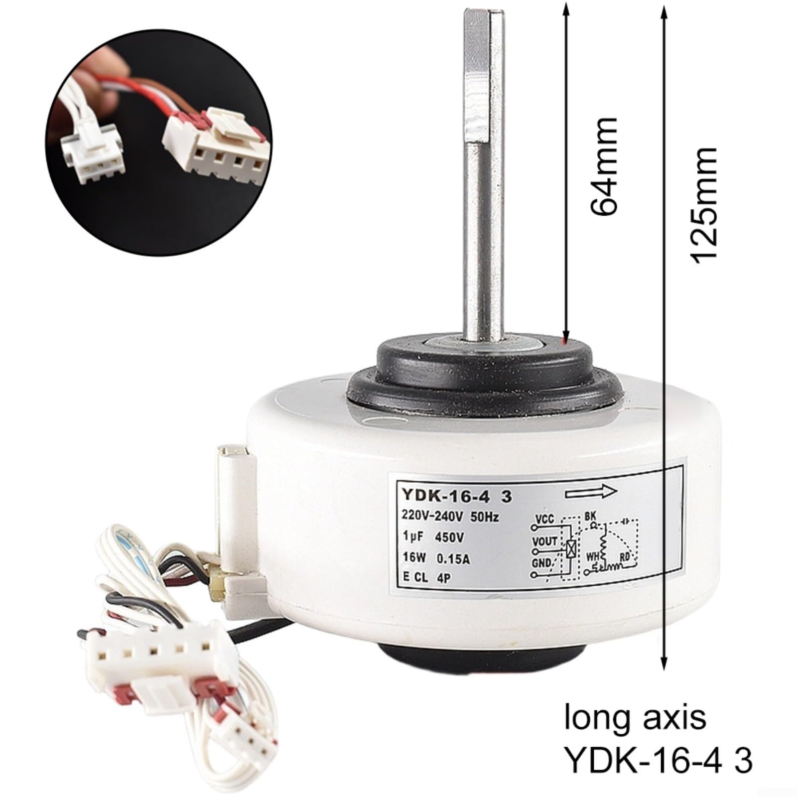 Commande du moteur pour climatiseur intérieur et ventilateur YDK-16-4 compatible avec YDK-14-4 et YDK-16-4G Boîtier ABS blanc pour climatisation intérieure (long)