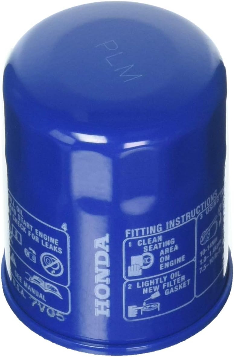 Genuine Honda Marine Outboard Oil Filter with installation instructions printed on its side.