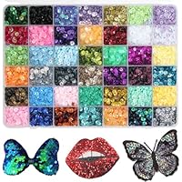 42 Farben Pailletten zum Basteln, BetterJonny Pailletten Basteln Glitzer Lose Craft Pailletten zum Aufnähen mit Box Bunte Pailetten zum Nähen Aufkleben Auffädeln für DIY Kunsthandwerk, 6mm