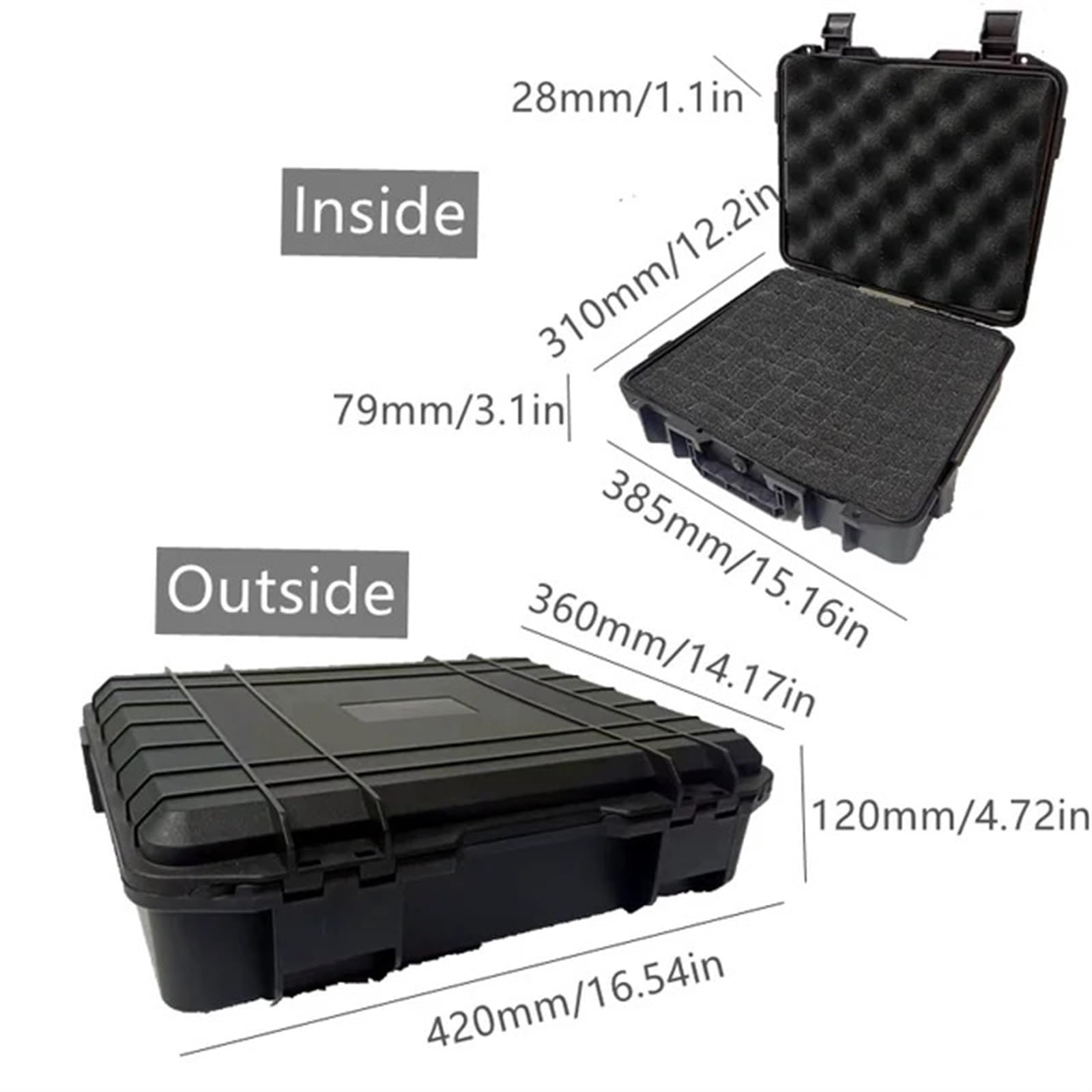 Cassetta degli attrezzi in plastica, custodia rigida impermeabile, antiurto, scatola degli attrezzi, scatola organizer for meccanici, grande valigia, scatola portautensili Per gli strumenti(420x360x12