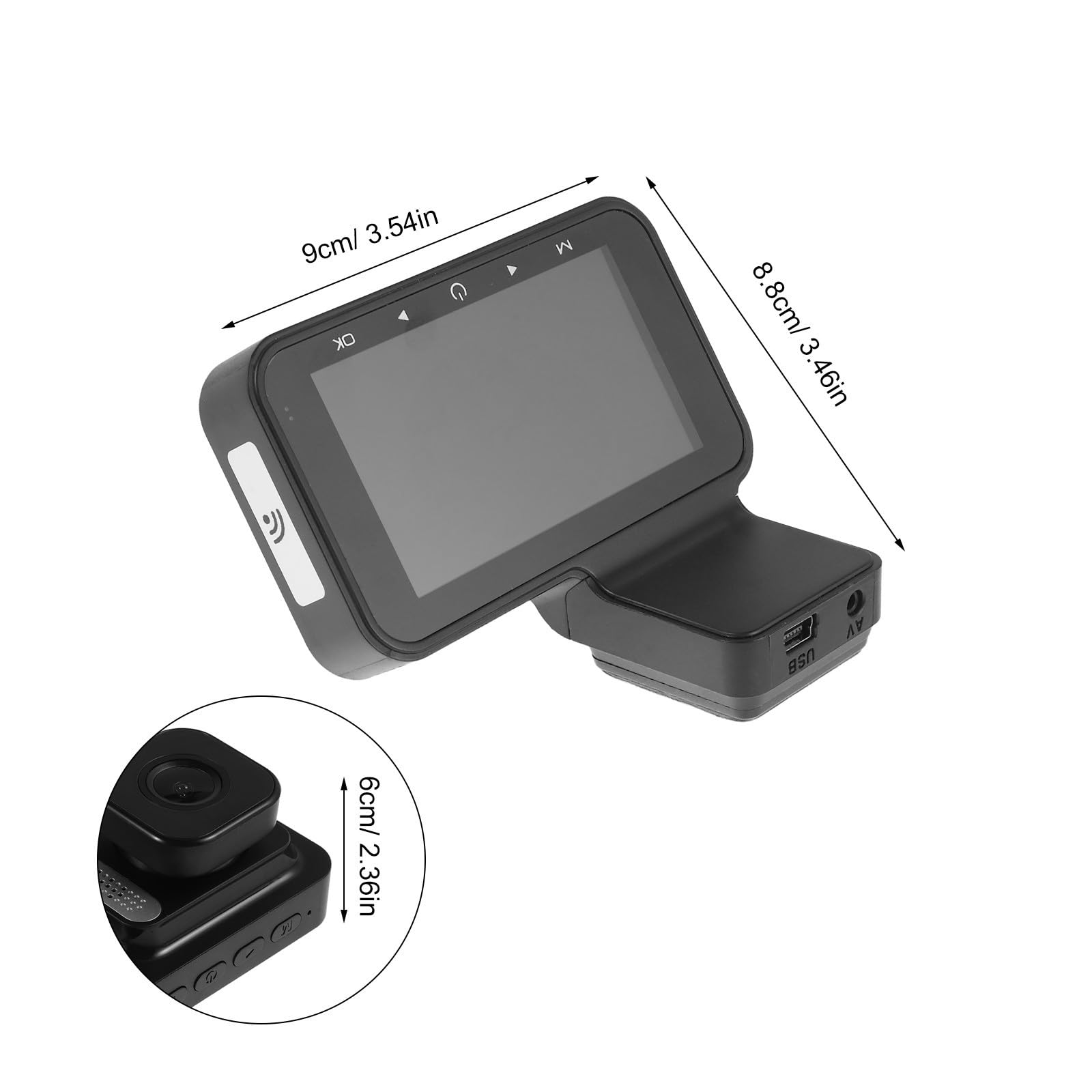 Dash Cam Doppia per Auto con Visione Notturna, Nero ABS