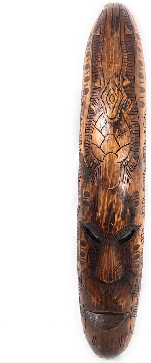 Fijian Tiki Mask 40" with Gecko and Turtle - Wall Hanging | #mdr19013100