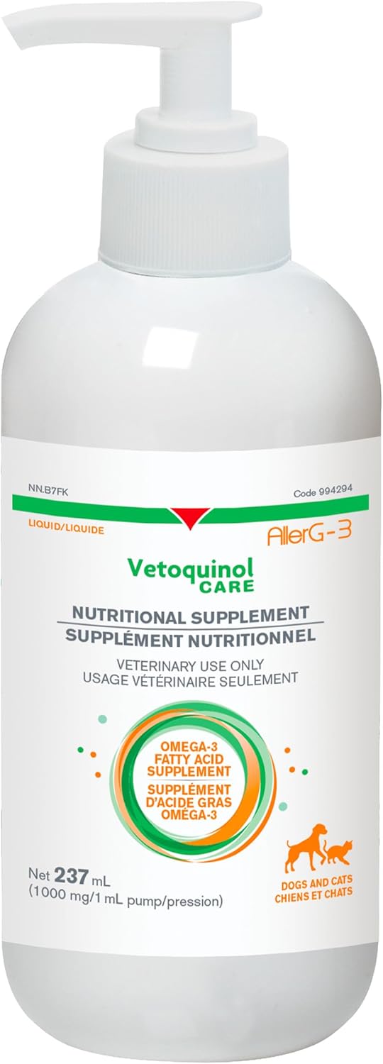 Vetoquinol Allerg-3 Liquid – Veterinary Health Product – Omega-3 Fatty Acid Nutritional Supplement – 237 ml