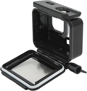 Camera Diving Case, Tempered Glass Lens 316 Stainless Steel Button 40M Deep Action Camera Waterproof Case PC with Touch Screen Back Cover for Hero 10 Camera