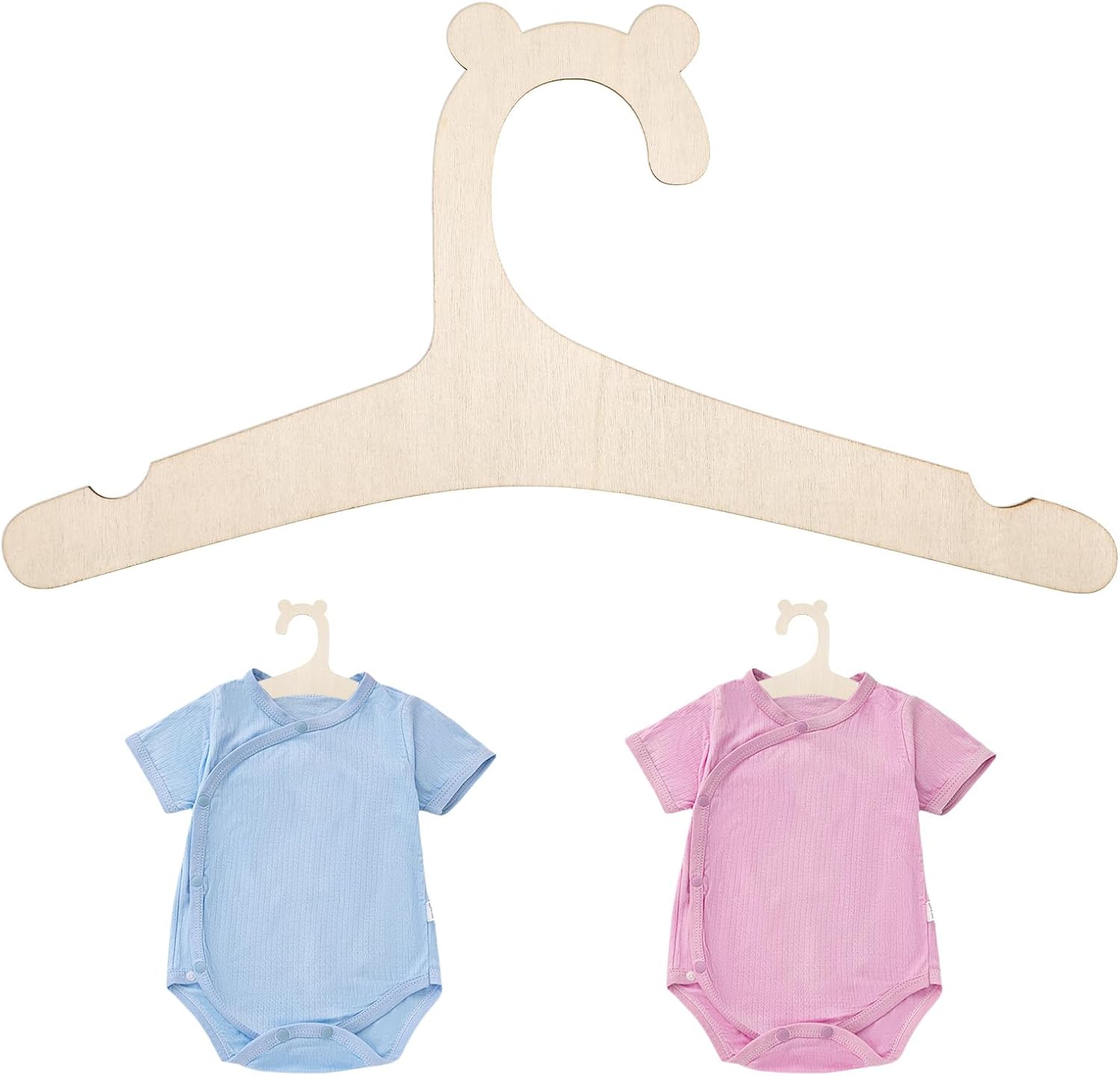 10Pcs Wooden Hanger for Baby Closet, Small Wardrobe Hanger for Clothes, Non-Slip Cute Wood Clothes Organizer, 8.6 inch Small Closet Storage Hangers for Newborn, Coats, Suits, Pants, Jackets