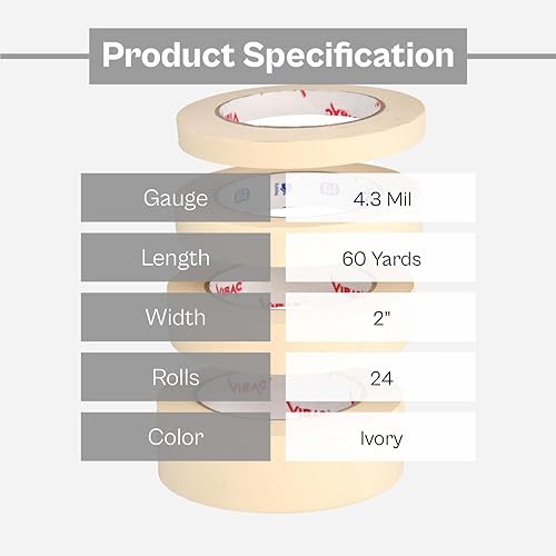 Miniatura 3 de PackagingSuppliesByMail PSBM - Cinta adhesiva, 2 pulgadas x 60 yardas, paquete de 24, diseño fácil de rasgar para pintura, artes y manualidades