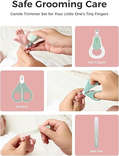 Miniatura 5 de Momcozy Kit básico para bebé, baby shower y registro esencial para cuidado de aseo, salud y limpieza, incluye kit de lima de uñas, aspirador nasal,